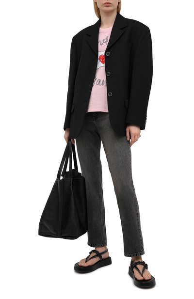 Хлопковая футболка ganni x levi's GANNI светло-розового цвета по цене 12650 руб., арт. T2827, фото 2 Хлопковая футболка ganni x levi's GANNI, арт. T2827, фото 2