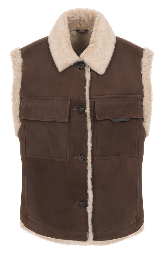 Жилет из овчины Brunello Cucinelli MPMBP7680P Коричневый MPMBP7680P