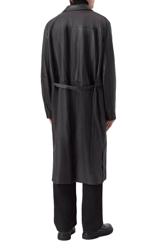 Кожаное пальто Ann Demeulemeester B0013107/LT038 Чёрный  B0013107/LT038 Фото 4