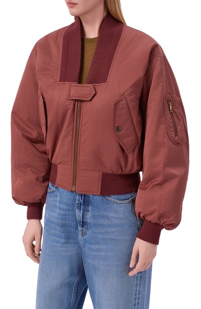 Бомбер CHLOÉ бордового цвета по цене 299500 руб., арт. CH26AMA16013, фото 3 Бомбер CHLOÉ, арт. CH26AMA16013, фото 3