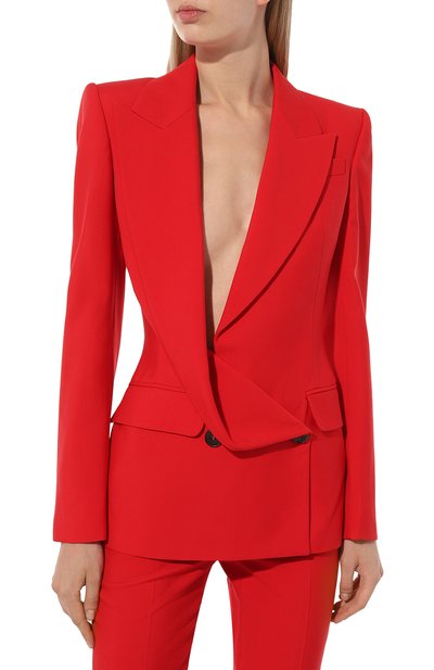 Шерстяной жакет ALEXANDER MCQUEEN красного цвета по цене 360500 руб., арт. 745244/QJACX, фото 3 Шерстяной жакет ALEXANDER MCQUEEN, арт. 745244/QJACX, фото 3