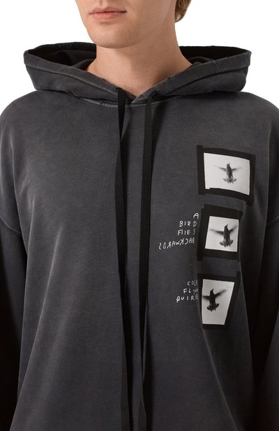 Хлопковое худи ANN DEMEULEMEESTER темно-серого цвета по цене 69900 руб., арт. B0013212/FA639, фото 5 Хлопковое худи ANN DEMEULEMEESTER, арт. B0013212/FA639, фото 5