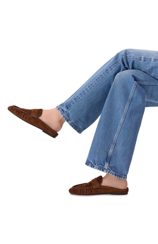 Замшевые сабо Saint Laurent 852392/27DTT Коричневый  852392/27DTT Фото 2