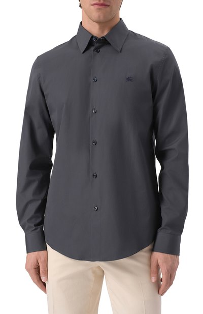 Хлопковая рубашка BURBERRY темно-синего цвета по цене 66550 руб., арт. 8105133, фото 3 Хлопковая рубашка BURBERRY, арт. 8105133, фото 3