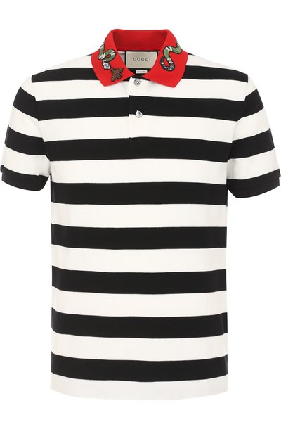 Хлопковое поло в контрастную полоску GUCCI, арт. 431039/X5B58, фото 1