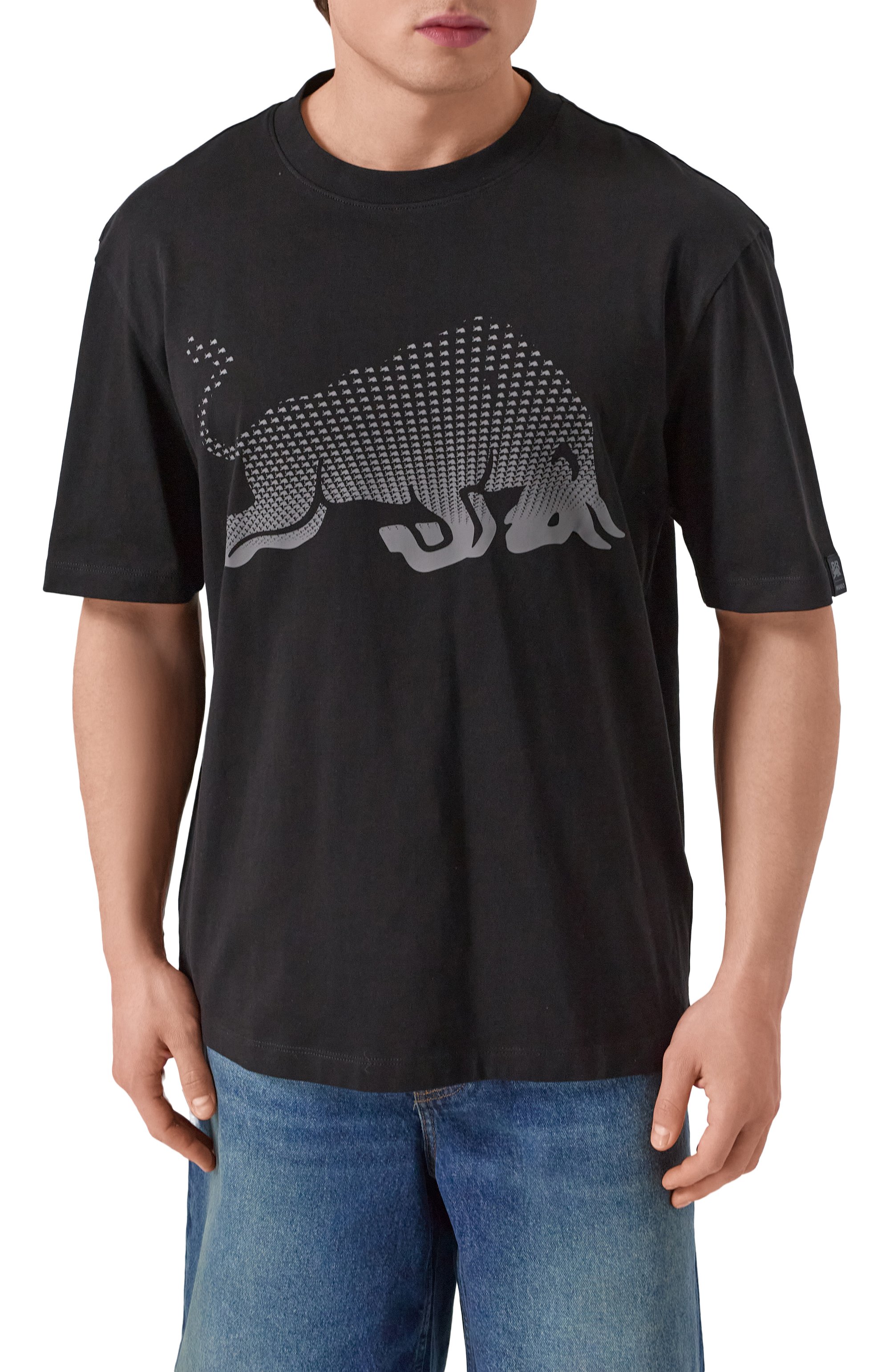 Хлопковая футболка hugo x rb HUGO черного цвета по цене 8995 руб., арт. 50542775, фото 3 Хлопковая футболка hugo x rb HUGO, арт. 50542775, фото 3