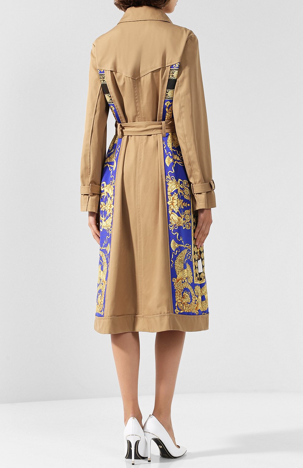 Двубортное пальто из смеси хлопка и шелка с поясом VERSACE, арт. A80526/A226862, фото 4