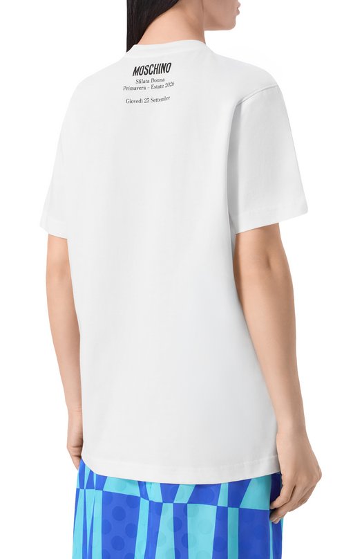 Хлопковая футболка Moschino A0708/0441 Белый  A0708/0441 Фото 4