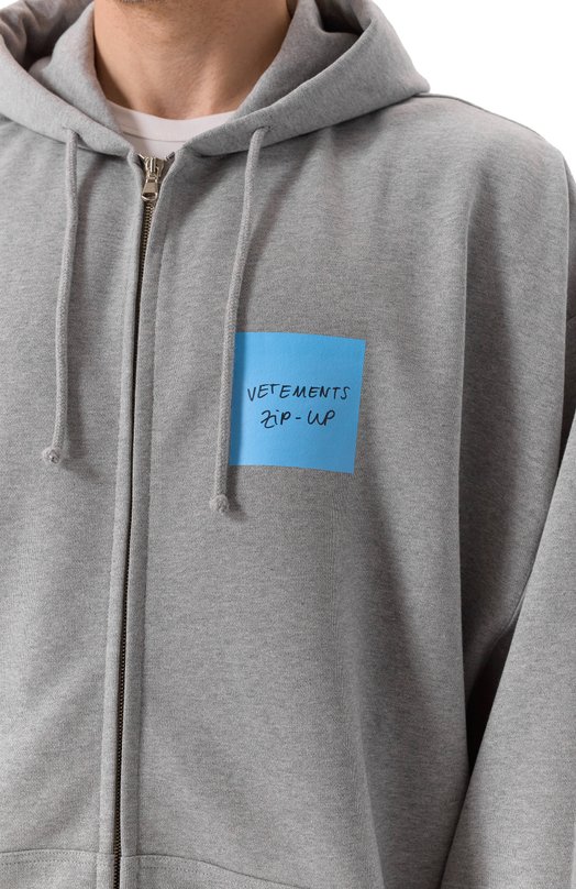 Хлопковая толстовка VETEMENTS UE54HD440G/1302 M0LLET0N Серый  UE54HD440G/1302 M0LLET0N Фото 5