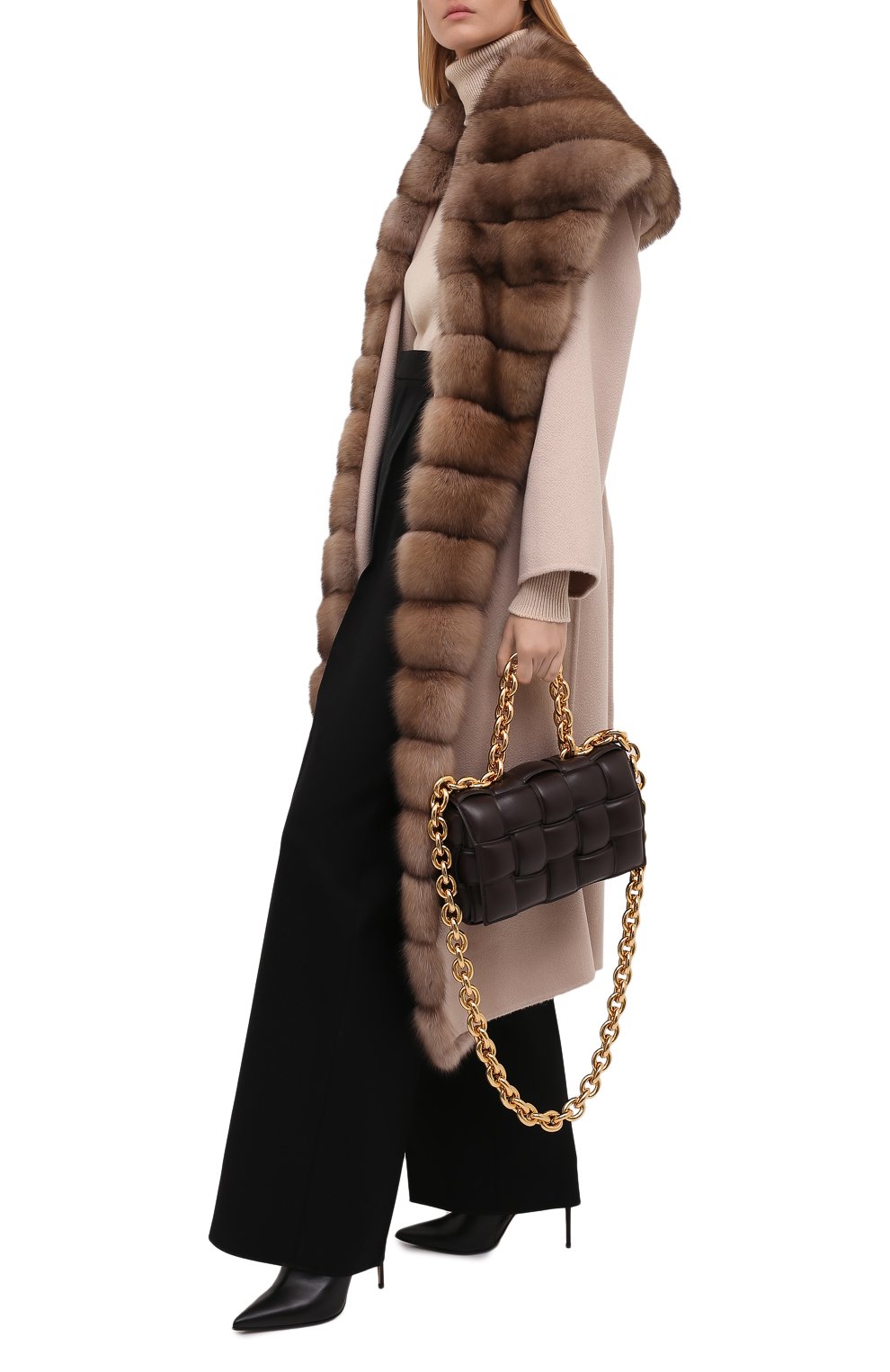 Кашемировое пальто с отделкой из меха соболя MANZONI24, арт. 21M647-WS1Z/38-46, фото 2