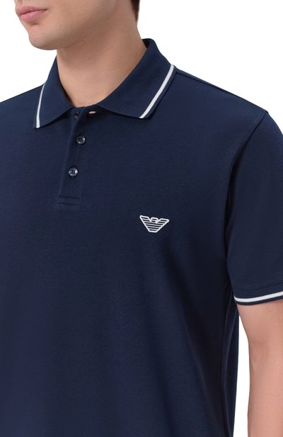 Хлопковое поло EMPORIO ARMANI темно-синего цвета по цене 13400 руб., арт. EM001380/AF20424, фото 5 Хлопковое поло EMPORIO ARMANI, арт. EM001380/AF20424, фото 5