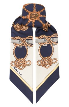 Женский шелковый шарф-твилли BALLY синего цвета, арт. WSC02R | Фото 1 (Принт: С принтом; Материал: Текстиль, Шелк; Материал сплава: Проставлено; Нос: Не проставлено)