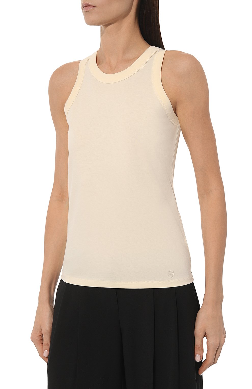 Хлопковая майка LOULOU DE SAISON кремового цвета по цене 8230 руб., арт. P0S0, фото 3 Хлопковая майка LOULOU DE SAISON, арт. P0S0, фото 3