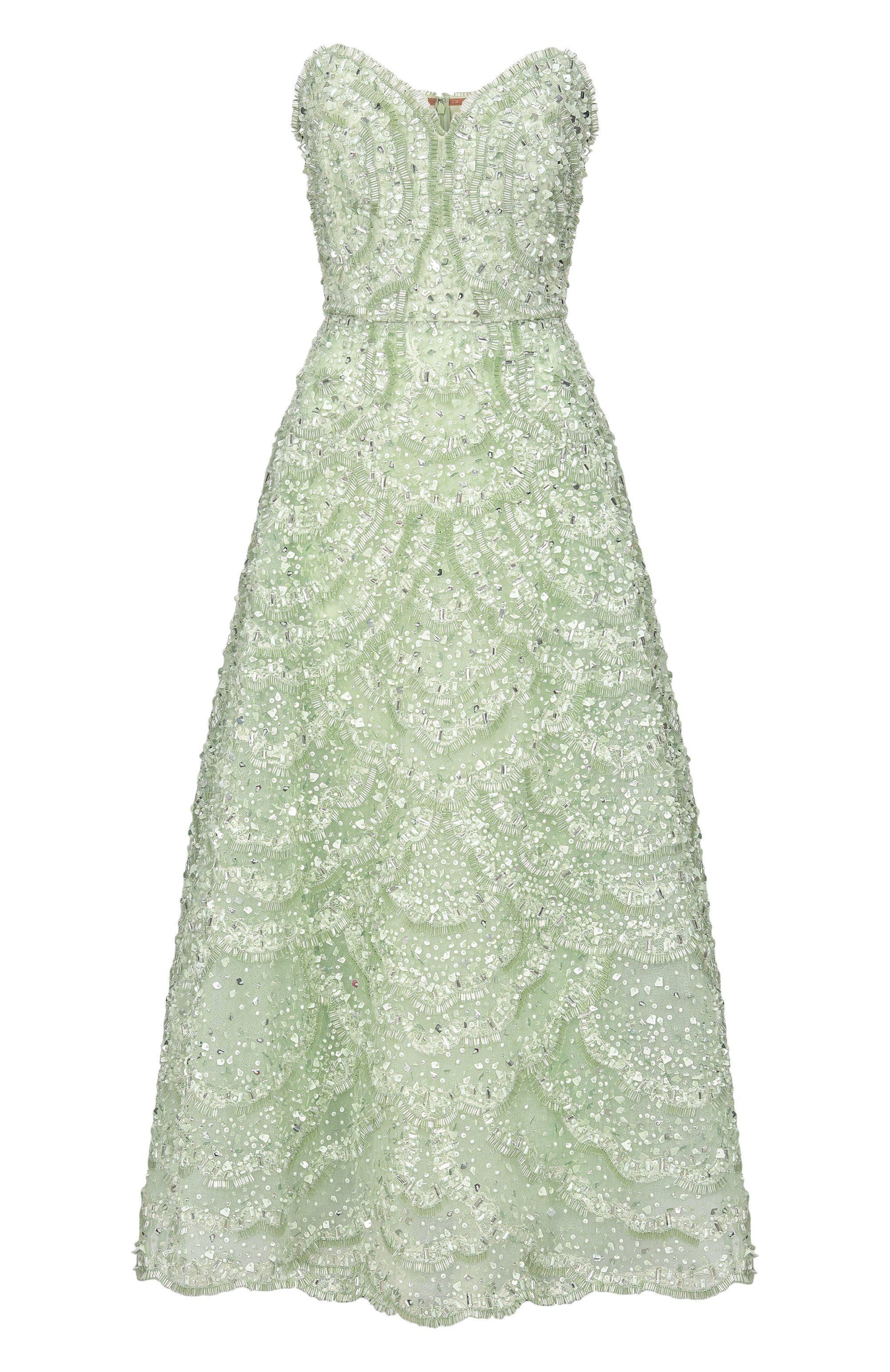 Платье с отделкой стразами ELIE SAAB светло-зеленого цвета по цене 1930000 руб., арт. D1186NS26/BE072, фото 1 Платье с отделкой стразами ELIE SAAB, арт. D1186NS26/BE072, фото 1