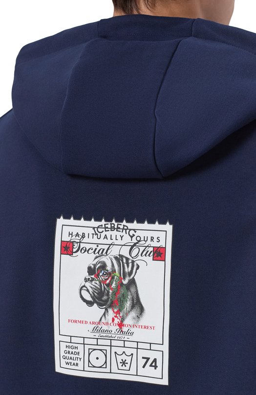 Хлопковое худи Iceberg E062/630A Синий  E062/630A Фото 5