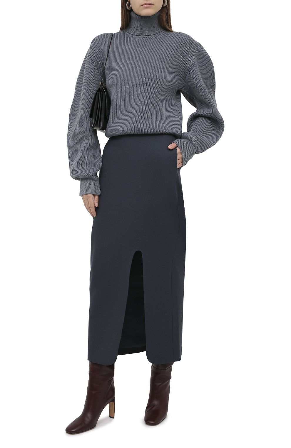 Шерстяная юбка JIL SANDER синего цвета по цене 103500 руб., арт. JSWR355310-WR201000, фото 2 Шерстяная юбка JIL SANDER, арт. JSWR355310-WR201000, фото 2