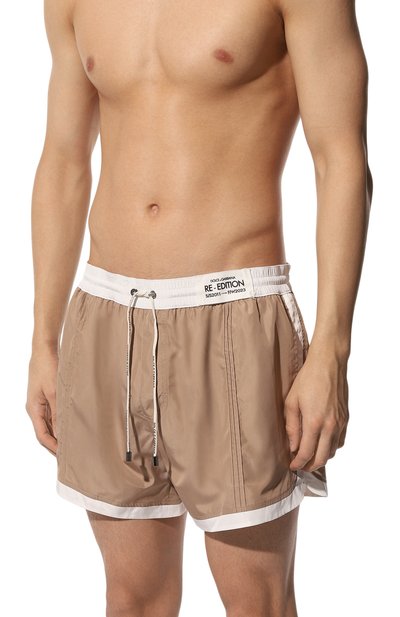 Плавки-шорты DOLCE & GABBANA темно-бежевого цвета по цене 59550 руб., арт. M4E80T/FUSFW, фото 2 Плавки-шорты DOLCE & GABBANA, арт. M4E80T/FUSFW, фото 2