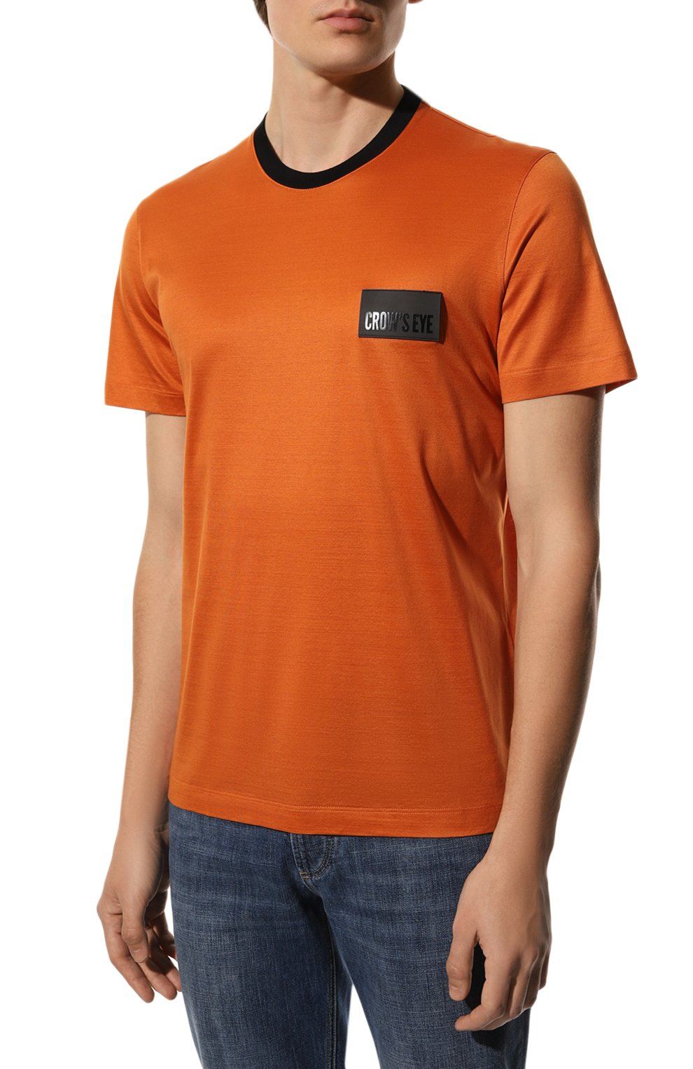 Хлопковая футболка CROW’S EYE оранжевого цвета по цене 21250 руб., арт. LE 61, фото 3 Хлопковая футболка CROW’S EYE, арт. LE 61, фото 3