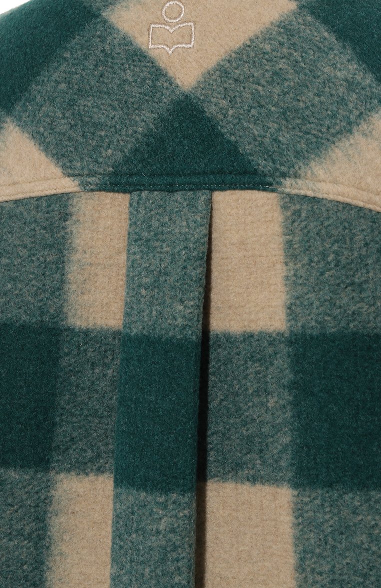 Женское пальто ISABEL MARANT ETOILE зеленого цвета, арт. MA0018FA | Фото 5 (Длина (верхняя одежда): Длинные; 1-2-бортные: Однобортные; Материал внешний: Синтетический материал; Стили: Кэжуэл; Рукава: Длинные; Материал подклада: Хлопок)