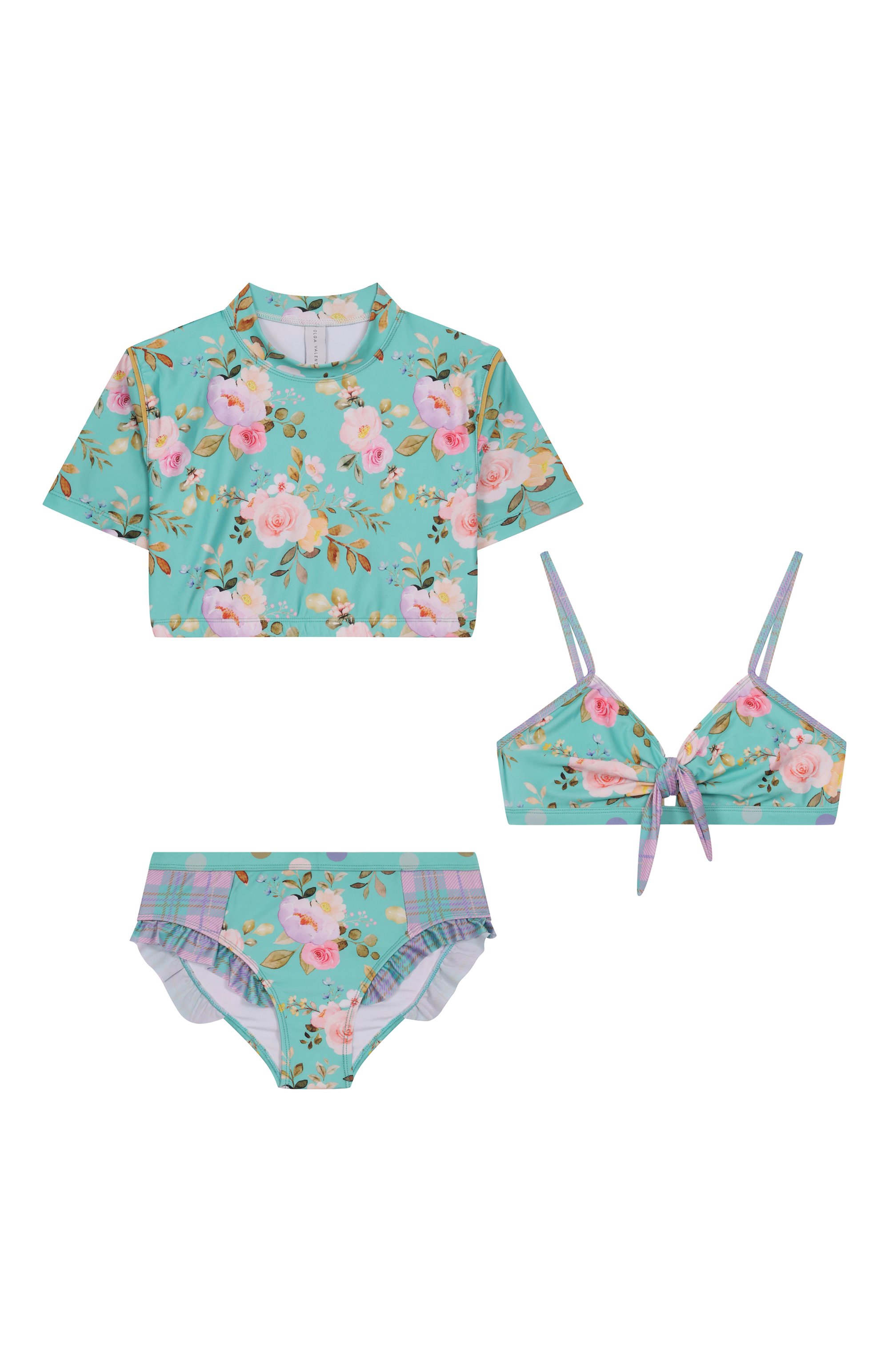 Комплект из трех предметов OLGA VALENTINE бирюзового цвета по цене 14850 руб., арт. 172/12A-16A, фото 1 Комплект из трех предметов OLGA VALENTINE, арт. 172/12A-16A, фото 1