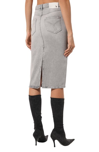 Джинсовая юбка PATRIZIA PEPE светло-серого цвета по цене 22800 руб., арт. 8G0355_D048, фото 4 Джинсовая юбка PATRIZIA PEPE, арт. 8G0355_D048, фото 4