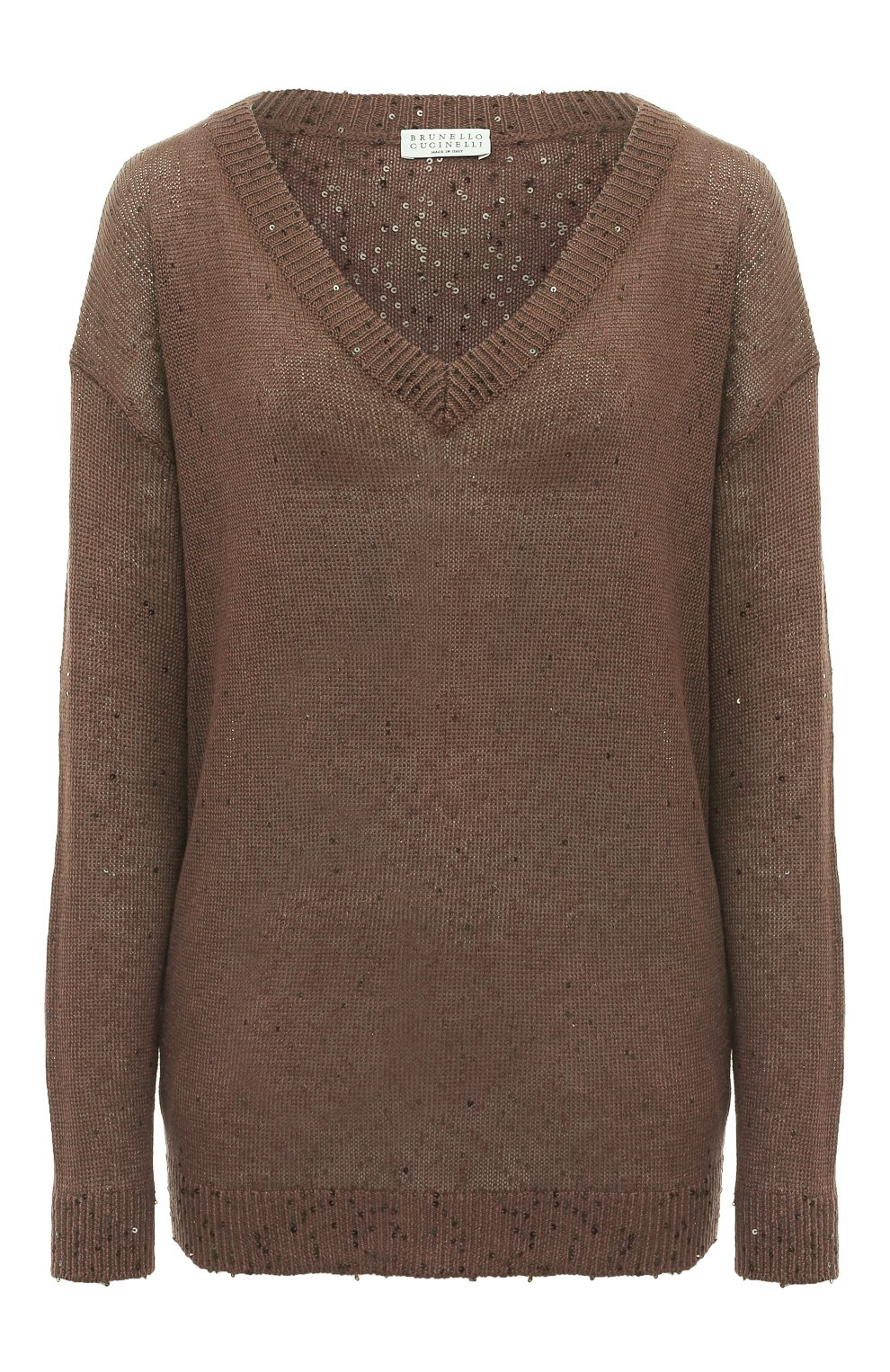 Пуловер изо льна и шелка BRUNELLO CUCINELLI хаки цвета по цене 144500 руб., арт. M1000B1033, фото 1 Пуловер изо льна и шелка BRUNELLO CUCINELLI, арт. M1000B1033, фото 1