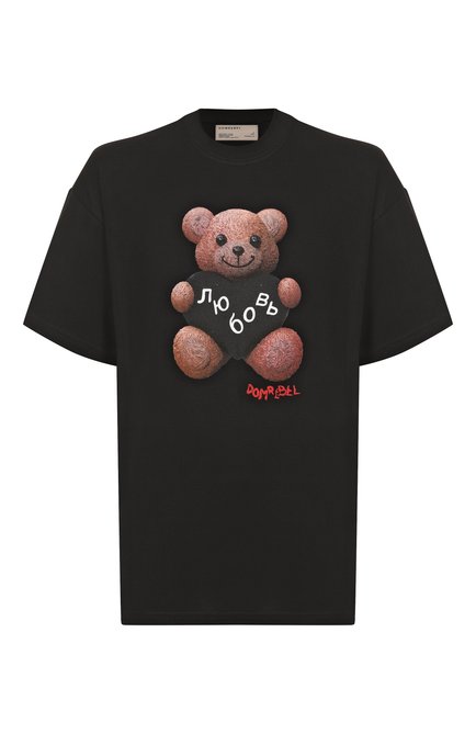 Мужская хлопковая футболка DOMREBEL черн�ого цвета, арт. M L0VEBEAR/TSHIRT | Фото 1 (Материал сплава: Проставлено; Длина (для топов): Стандартные; Рукава: Короткие; Материал внешний: Хлопок; Драгоценные камни: Проставлено)
