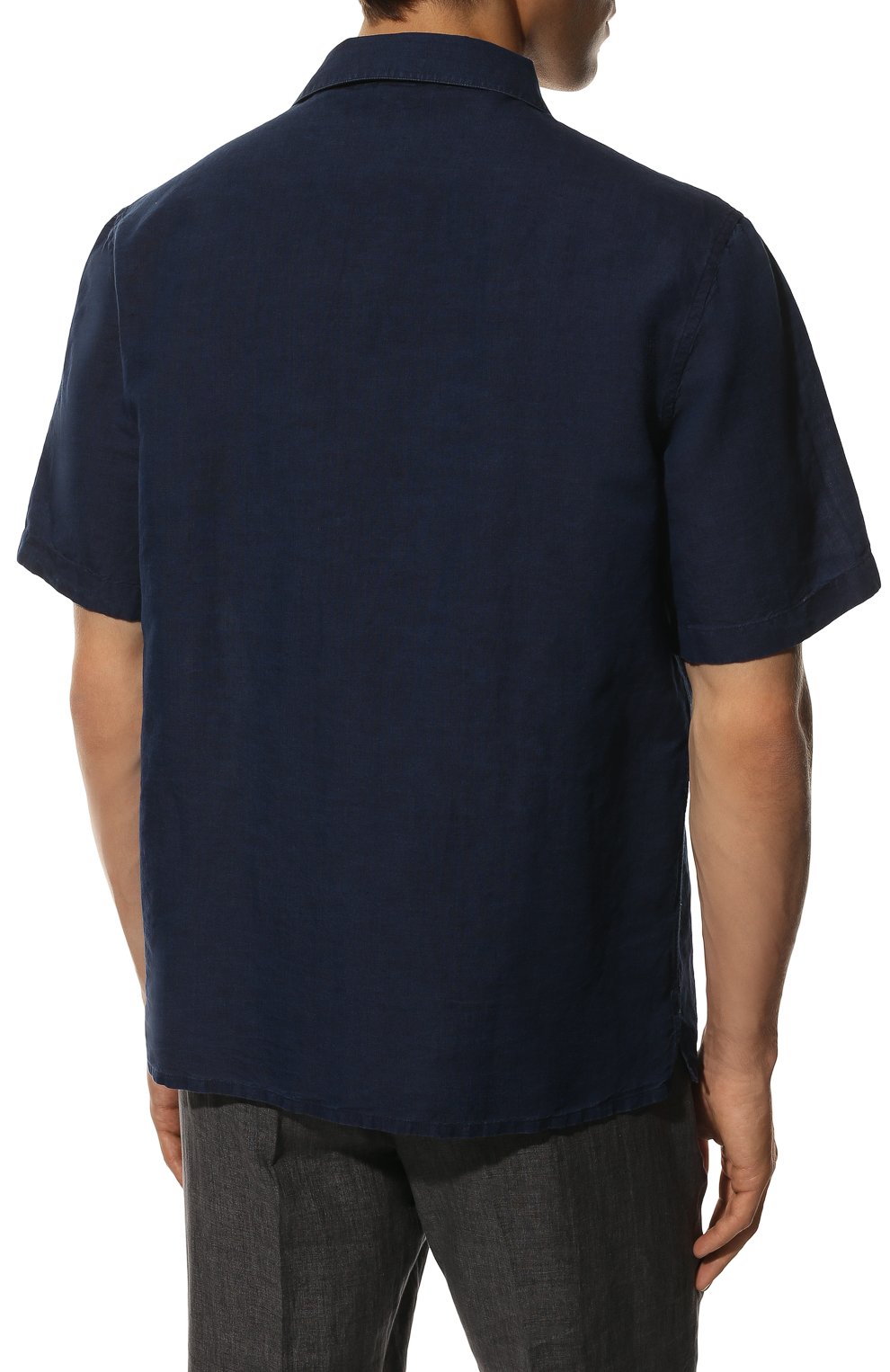 Рубашка изо льна и хлопка ALESSANDRO GHERARDI темно-синего цвета по цене 24750 руб., арт. B0WLING/10AU, фото 4 Рубашка изо льна и хлопка ALESSANDRO GHERARDI, арт. B0WLING/10AU, фото 4