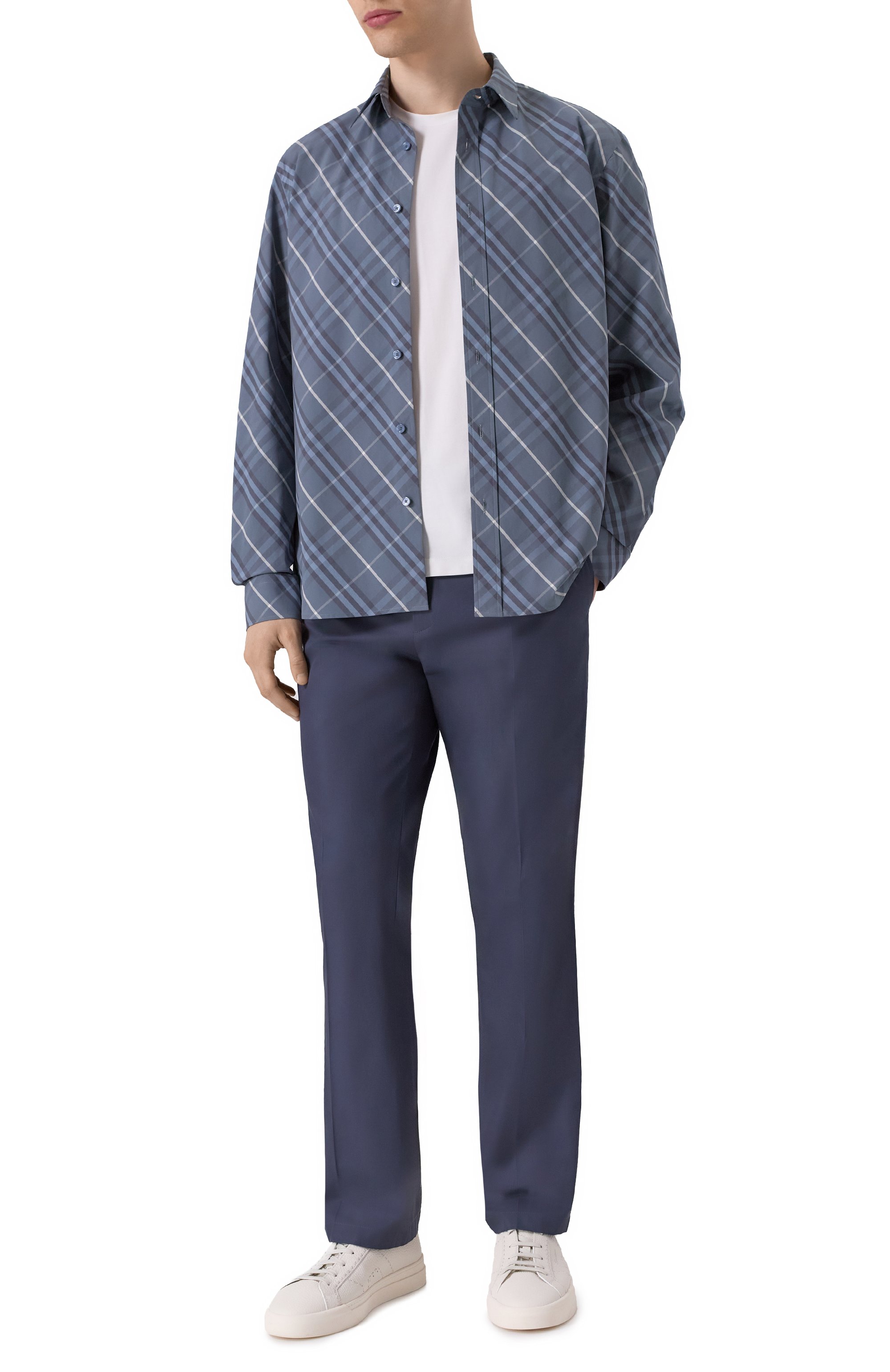 Хлопковая рубашка BURBERRY синего цвета по цене 84250 руб., арт. 8108726, фото 2 Хлопковая рубашка BURBERRY, арт. 8108726, фото 2