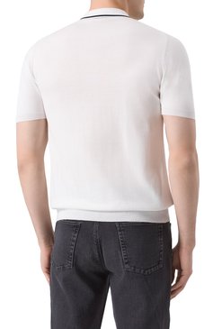 Мужское хлопковое поло KITON белого цвета, арт. UMK0715V110A | Фото 4 (Рукава: Короткие; Длина (для топов): Стандартные; Кросс-КТ: Трикотаж; Застежка: Пуговицы; Принт: Без принта; Стили: Кэжуэл; Материал внешний: Хлопок)