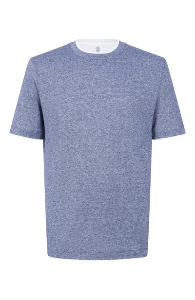 Мужская футболка изо льна и хлопка BRUNELLO CUCINELLI, арт. MW8357427