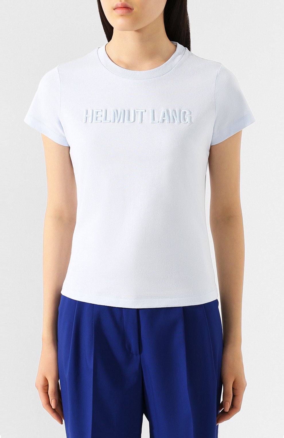 Хлопковая футболка HELMUT LANG голубого цвета по цене 25750 руб., арт. J06DW502, фото 3 Хлопковая футболка HELMUT LANG, арт. J06DW502, фото 3