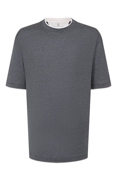 Мужская футболка из шелка и хлопка BRUNELLO CUCINELLI, арт. MD8217427W