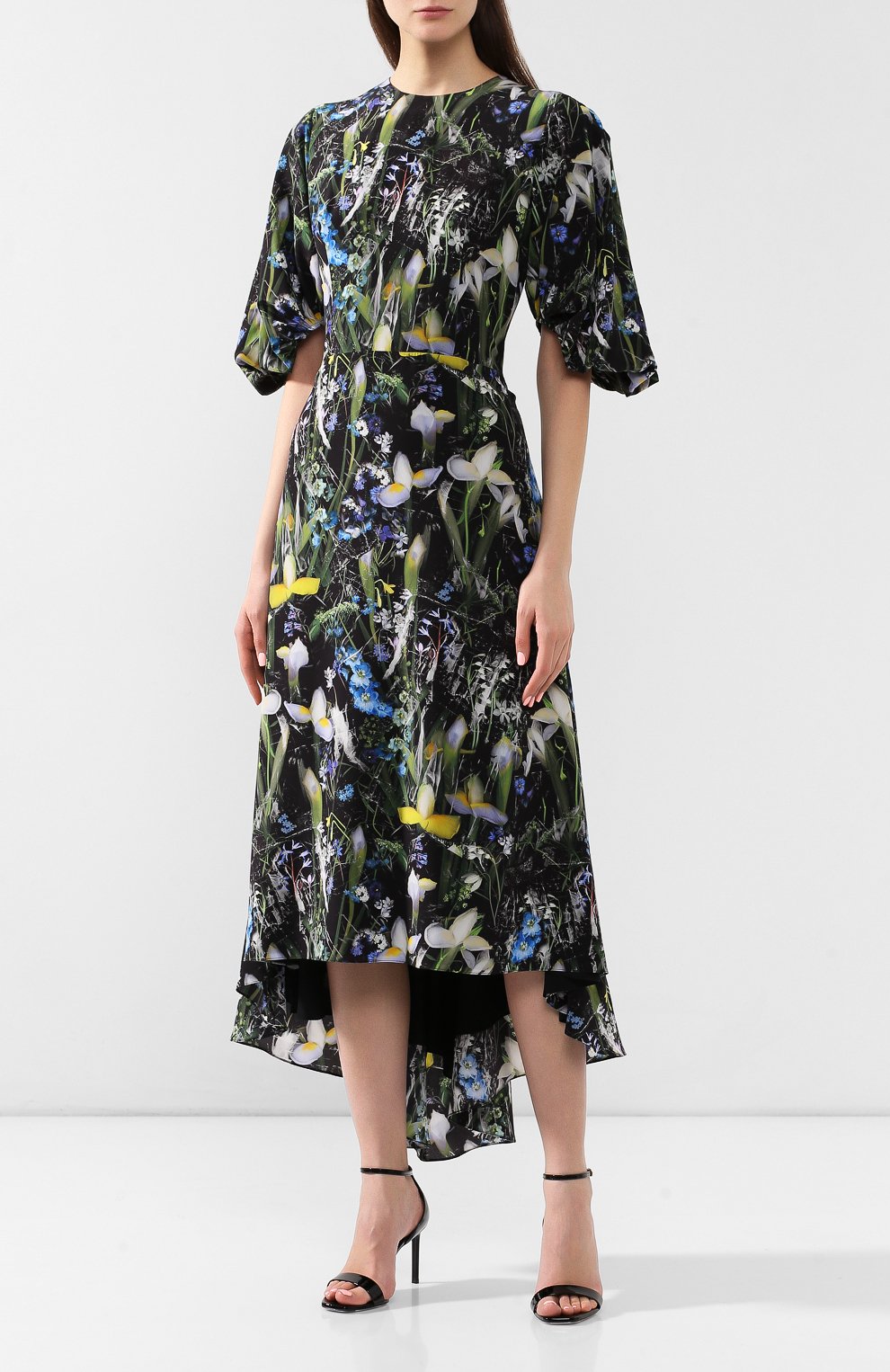 Шелковое платье ALEXANDER MCQUEEN черного цвета по цене 299500 руб., арт. 570435/QMD09, фото 3 Шелковое платье ALEXANDER MCQUEEN, арт. 570435/QMD09, фото 3