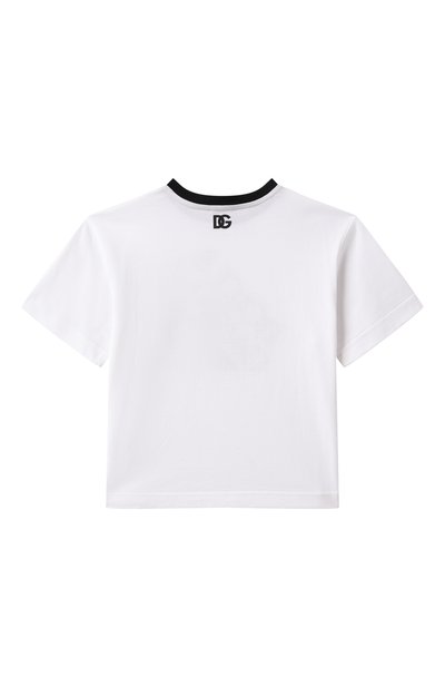 Хлопковая футболка DOLCE & GABBANA белого цвета по цене 24950 руб., арт. L4JTHV/G706J/2-6, фото 2 Хлопковая футболка DOLCE & GABBANA, арт. L4JTHV/G706J/2-6, фото 2
