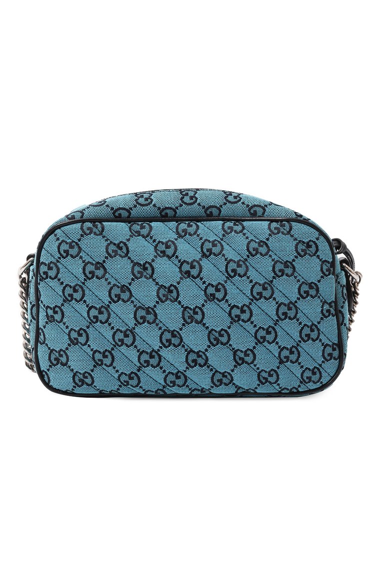 Женская сумка gg marmont small GUCCI голубого цвета, арт. 447632 2UZCN | Фото 6 (Материал: Текстиль; Размер: small; Ремень/цепочка: На ремешке; Сумки-технические: Сумки через плечо)