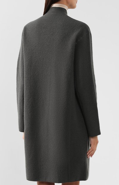 Пальто из смеси шерсти и хлопка EMPORIO ARMANI серого цвета по цене 59200 руб., арт. 6G2LT2/2M11Z, фото 4 Пальто из смеси шерсти и хлопка EMPORIO ARMANI, арт. 6G2LT2/2M11Z, фото 4