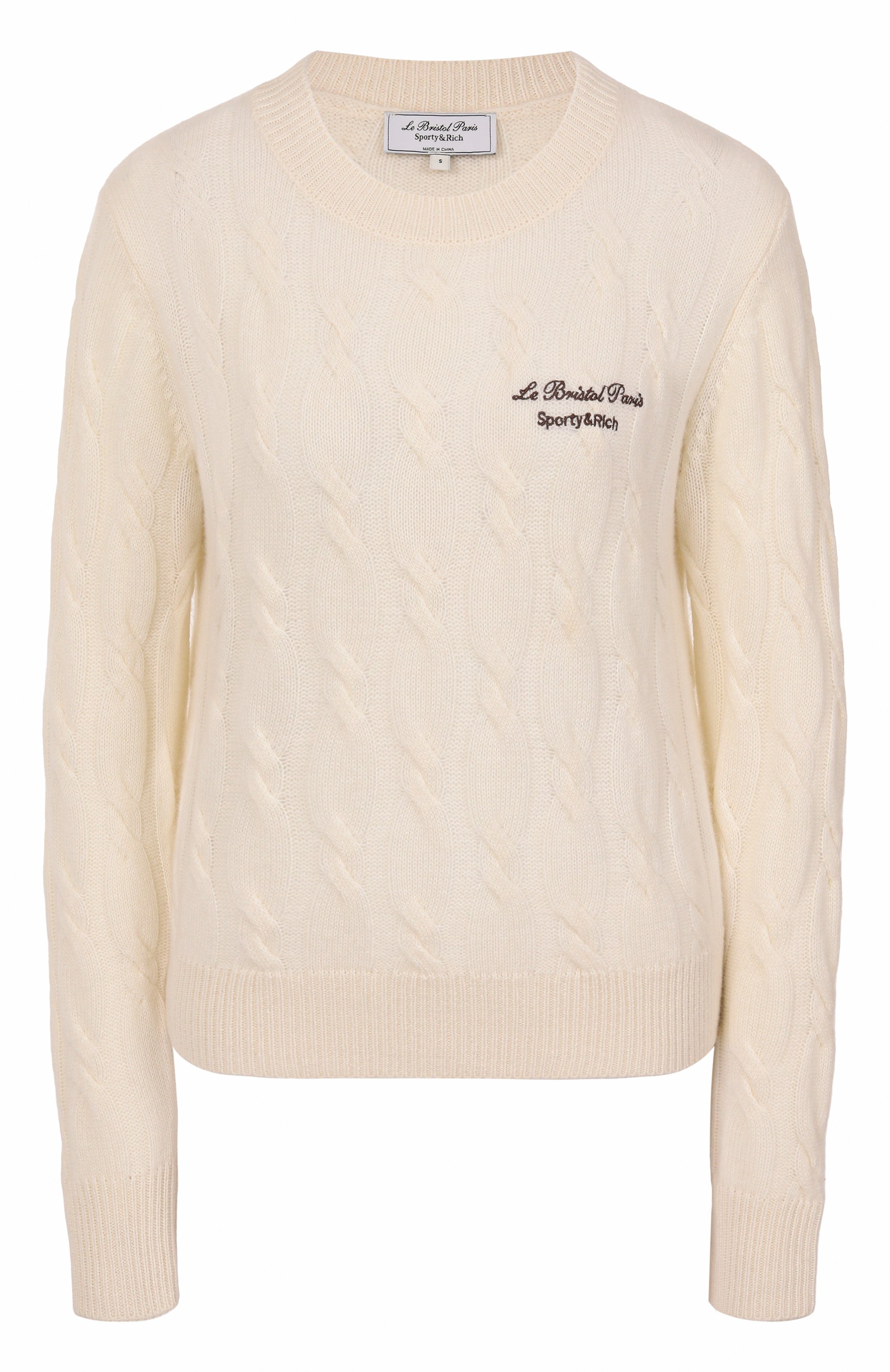 Свитер из кашемира и шерсти sporty & rich x le bristol paris SPORTY AND RICH кремового цвета по цене 36400 руб., арт. WS066517619CR01, фото 1 Свитер из кашемира и шерсти sporty & rich x le bristol paris SPORTY AND RICH, арт. WS066517619CR01, фото 1
