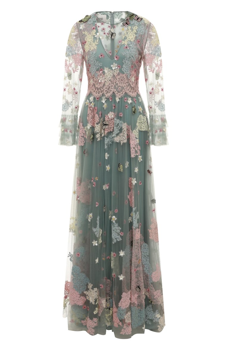 Женское платье VALENTINO разноцветного цвета, арт. SB3VD9894N8 | Фото 1 (Материал подклада: Вискоза; Статус проверки: Проверено, Проверена категория; Материал внешний: Синтетический материал; Рукава: Длинные; Длина Ж (юбки, платья, шорты): Макси; Женское Кросс-КТ: Платье-одежда; Случай: Вечерний)