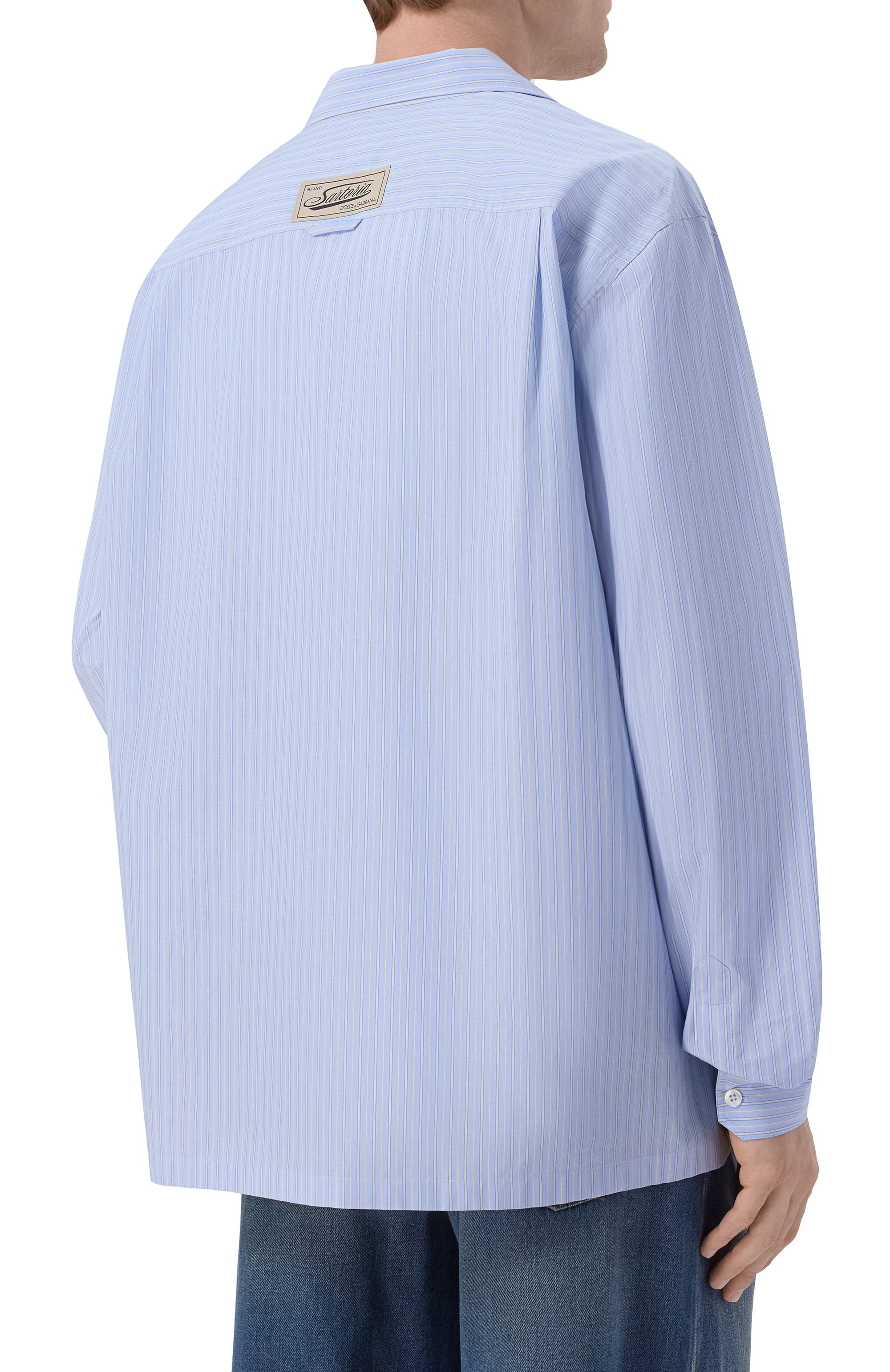 Хлопковая рубашка DOLCE & GABBANA голубого цвета по цене 98950 руб., арт. G50C3T/FR51Q, фото 4 Хлопковая рубашка DOLCE & GABBANA, арт. G50C3T/FR51Q, фото 4