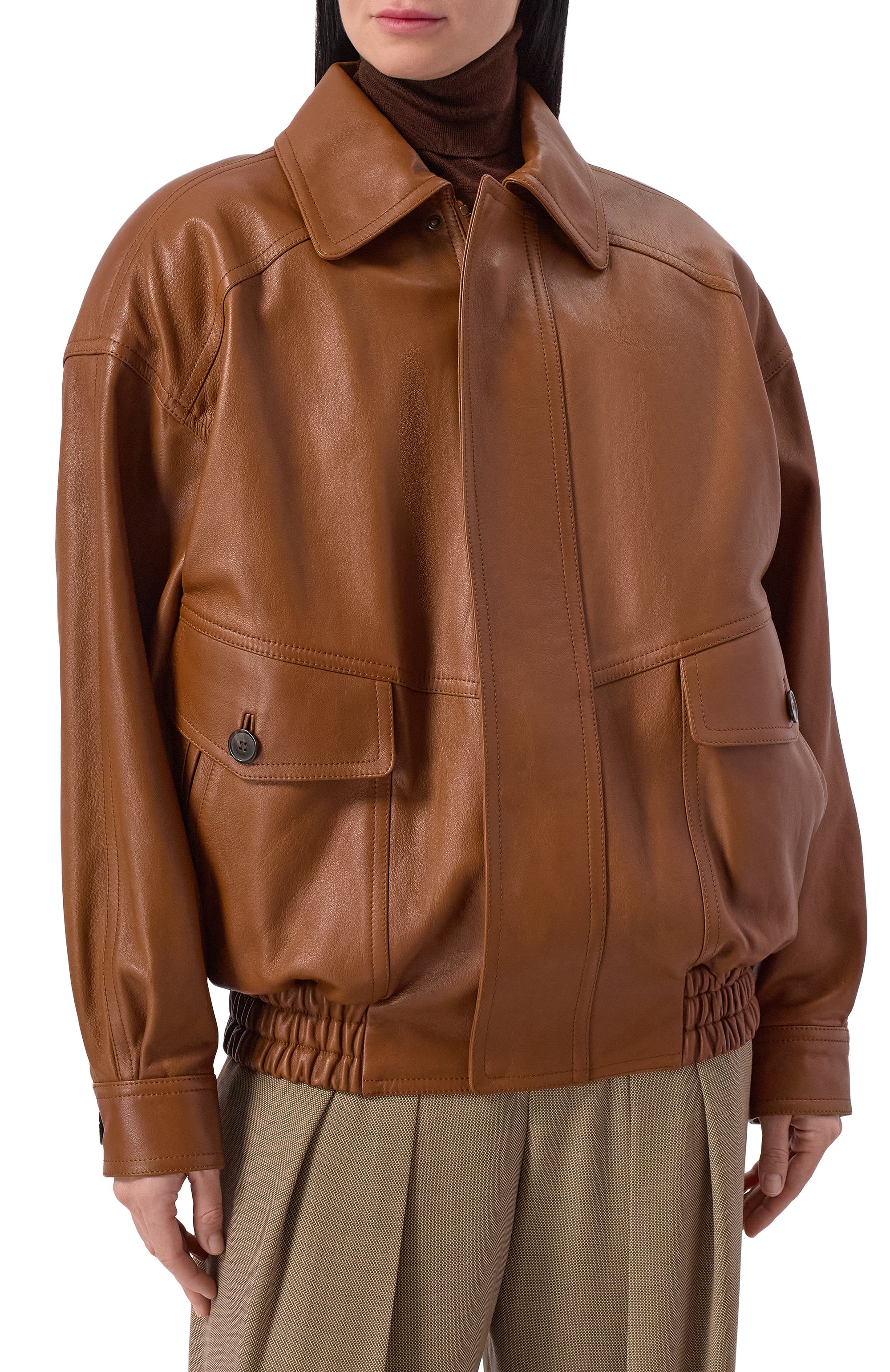 Кожаный бомбер SAINT LAURENT коричневого цвета по цене 1255000 руб., арт. 842948/YCSK2, фото 3 Кожаный бомбер SAINT LAURENT, арт. 842948/YCSK2, фото 3