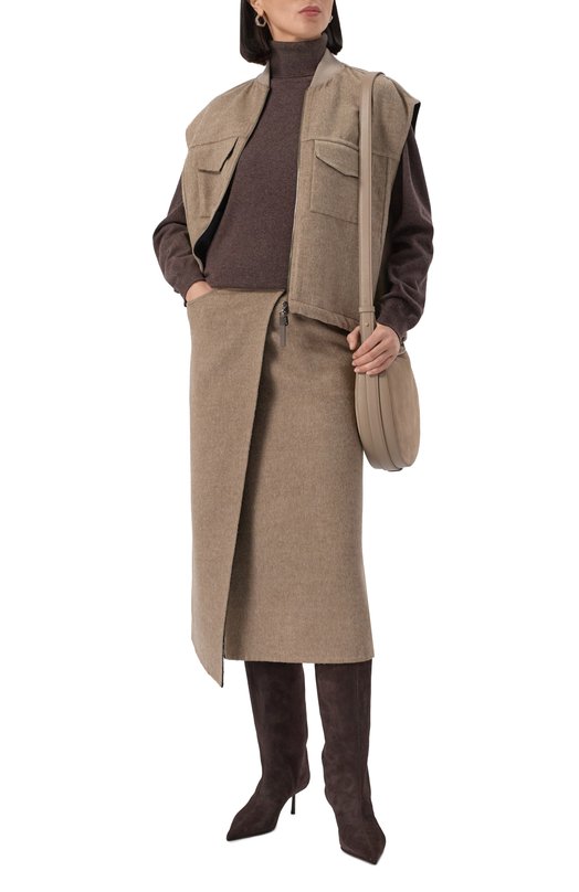 Шерстяная юбка Brunello Cucinelli MP565G3897 Бежевый  MP565G3897 Фото 2