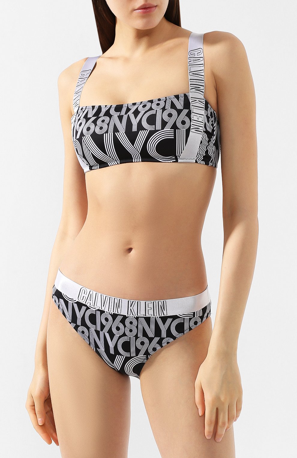 Плавки-бикини CALVIN KLEIN черно-белого цвета по цене 4605 руб., арт. KW0KW00820, фото 2 Плавки-бикини CALVIN KLEIN, арт. KW0KW00820, фото 2