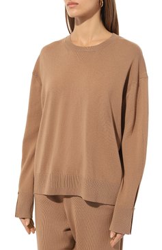 Женский шерстяной пуловер STELLA MCCARTNEY бежевого цвета, арт. 6K0421/3S2415 | Фото 3 (Рукава: Длинные; Материал сплава: Проставлено; Материал внешний: Шерсть; Длина (для топов): Стандартные; Драгоценные камни: Проставлено; Стили: Минимализм; Женское Кросс-КТ: Пуловер-одежда)