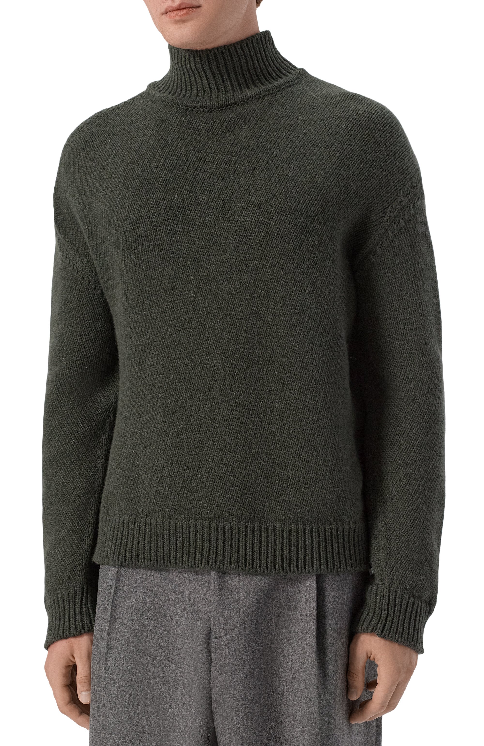 Свитер из шерсти и кашемира JIL SANDER хаки цвета по цене 169500 руб., арт. J22GP0313/J14860, фото 3 Свитер из шерсти и кашемира JIL SANDER, арт. J22GP0313/J14860, фото 3