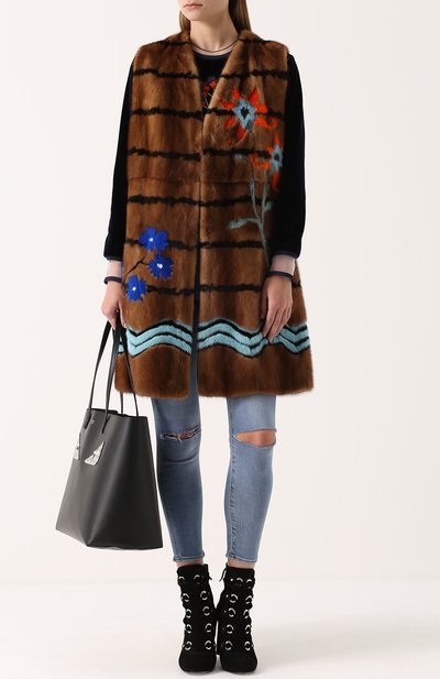 Меховой жилет из норки с контрастной отделкой FENDI, арт. FNH289/SDT, фото 2