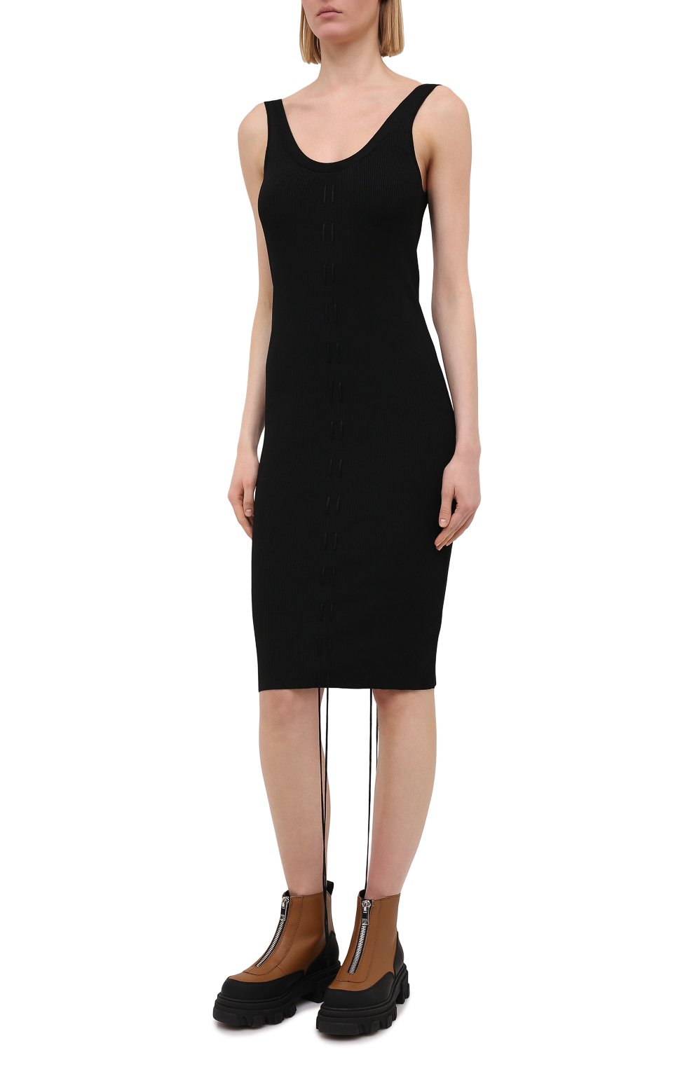 Платье из вискозы HELMUT LANG черного цвета по цене 40900 руб., арт. K10HW705, фото 3 Платье из вискозы HELMUT LANG, арт. K10HW705, фото 3