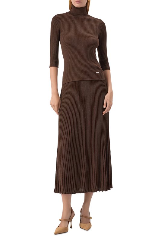 Юбка из шерсти и вискозы Kiton D5872503 Коричневый  D5872503 Фото 2