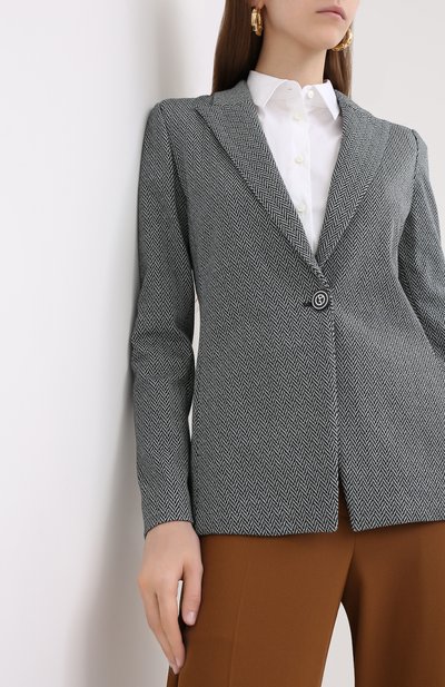 Жакет из вискозы GIORGIO ARMANI серого цвета по цене 135500 руб., арт. 6HAG74/AJLVZ, фото 3 Жакет из вискозы GIORGIO ARMANI, арт. 6HAG74/AJLVZ, фото 3