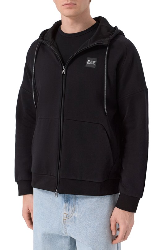 Хлопковая толстовка EA7 7M000910/AF10377 Чёрный  7M000910/AF10377 Фото 3